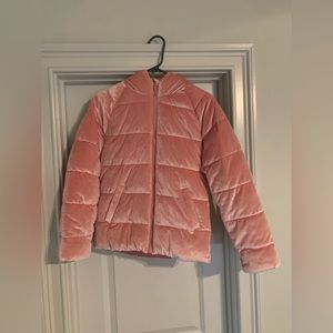 Old Navy Velvet Hooded Puffer Coat